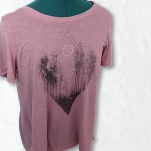 Women's Medium Pink Open-back Graphic Top | Will Call